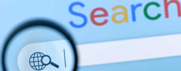 Close up photo of Google search engine box